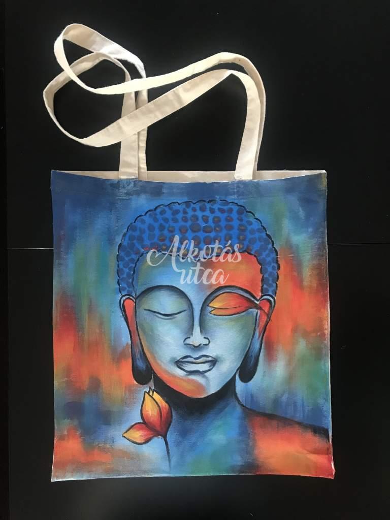 Vászontáska festés- Buddha mosolya